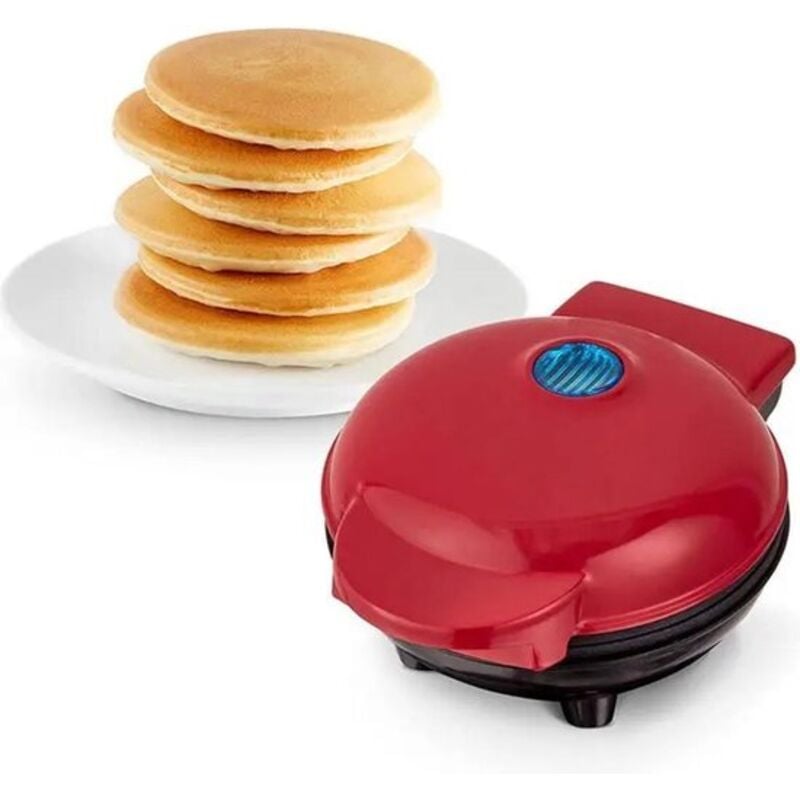 Mini-Waffeleisen – Waffeleisen – Elektrisches Waffeleisen – Multifunktional – Frühstücksgerät – Mini-Crêpe-Maker – Runde elektrische Grillplatte – Rot
