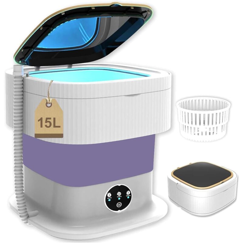 Mini-Waschmaschine mit 15 Litern Fassungsvermögen, ideal für Camping, mit Schleudergang für die gründliche Reinigung von Unterwäsche, Babykleidung