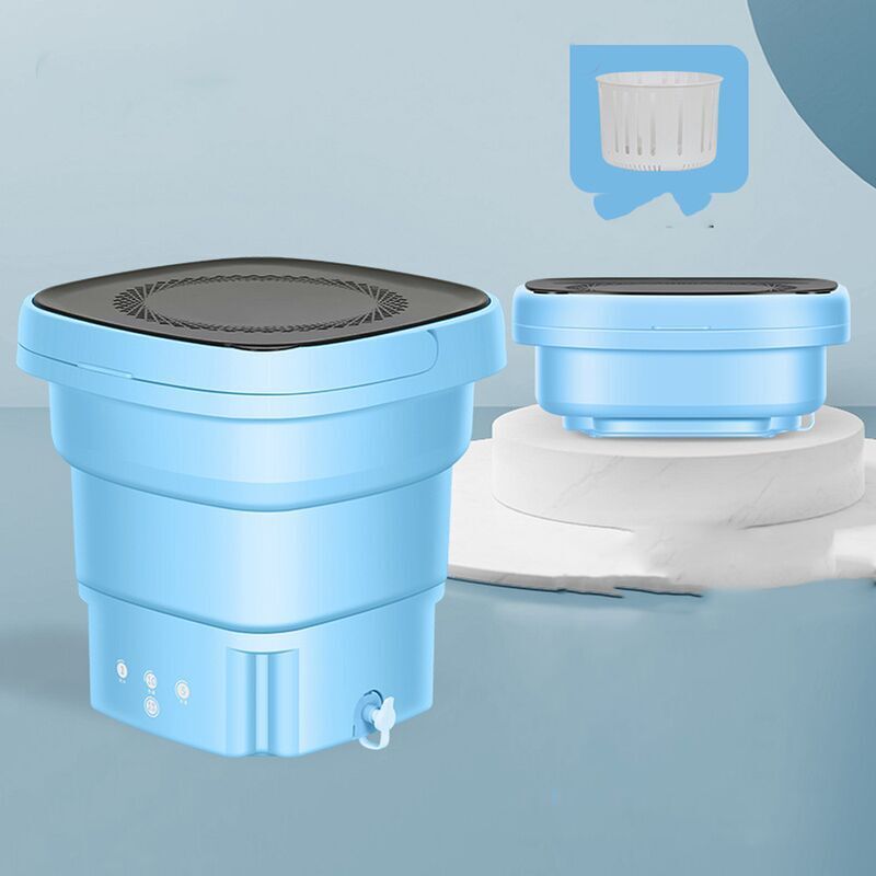 Mini Waschmaschine, Tragbare Waschmaschine für Camping, Reisewaschmaschine, Studentenwaschmaschine, Blau