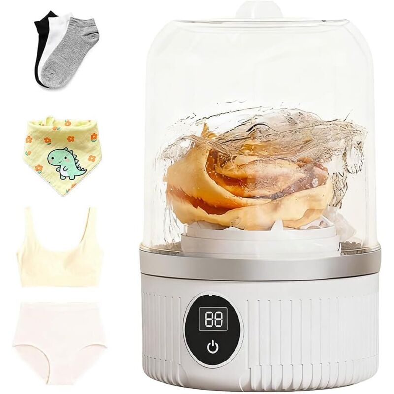 Mini-Waschmaschine, tragbare Waschmaschine, kabellos, wiederaufladbar, Wäschebecher für BHs, Unterwäsche, Socken, 3000-mAh-Akku (1,2 l