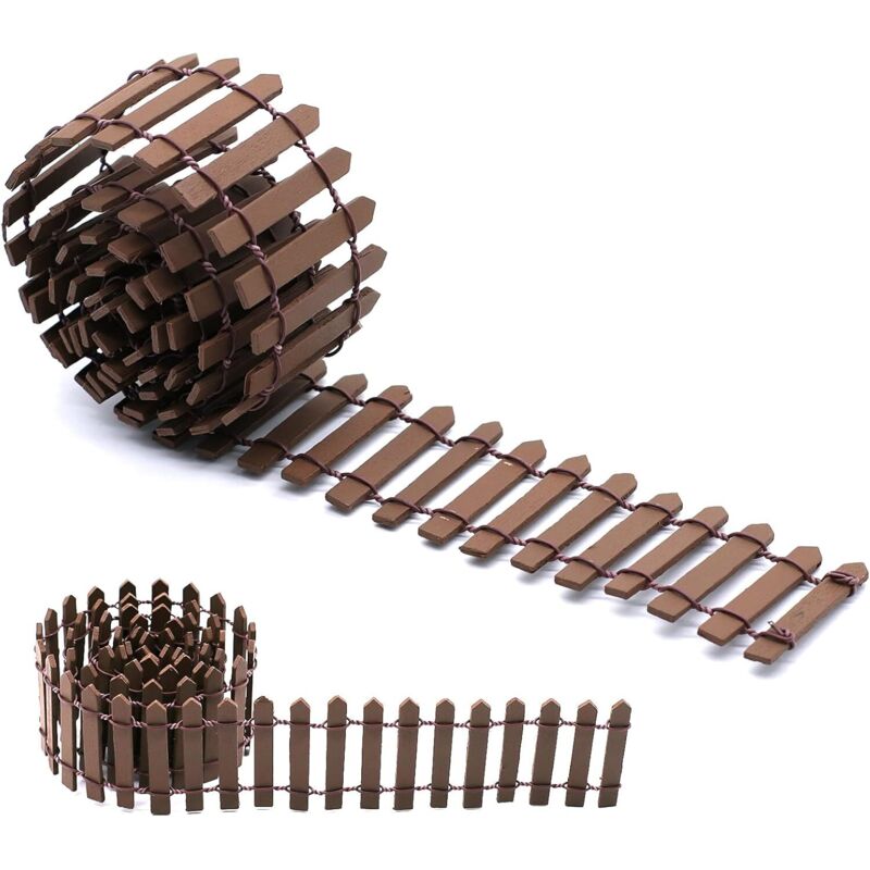 Gabrielle - Miniatur Gartenzaun aus Holz, flexible Gartendeko, Mini Holzzaun, braun, Garten