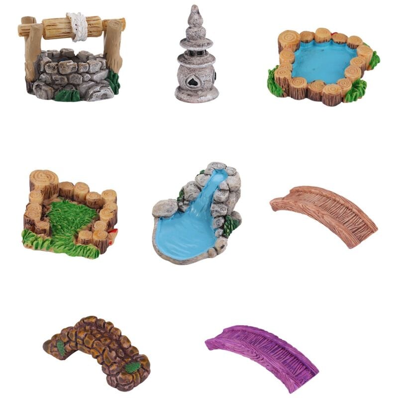 Miniatur Teich Brücke Kit Figuren Handwerk Fee Garten Gnome Moos Terrarium Geschenk diy Ornament Dekor