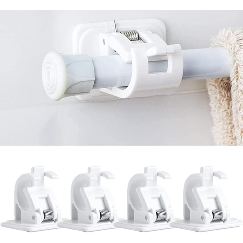 4er-Pack selbstklebende Gardinenstangenhaken ohne Bohren, zum Aufkleben auf die Gardinenstange, Gardinenstangenhalter ohne Bohren, Gardinen- oder