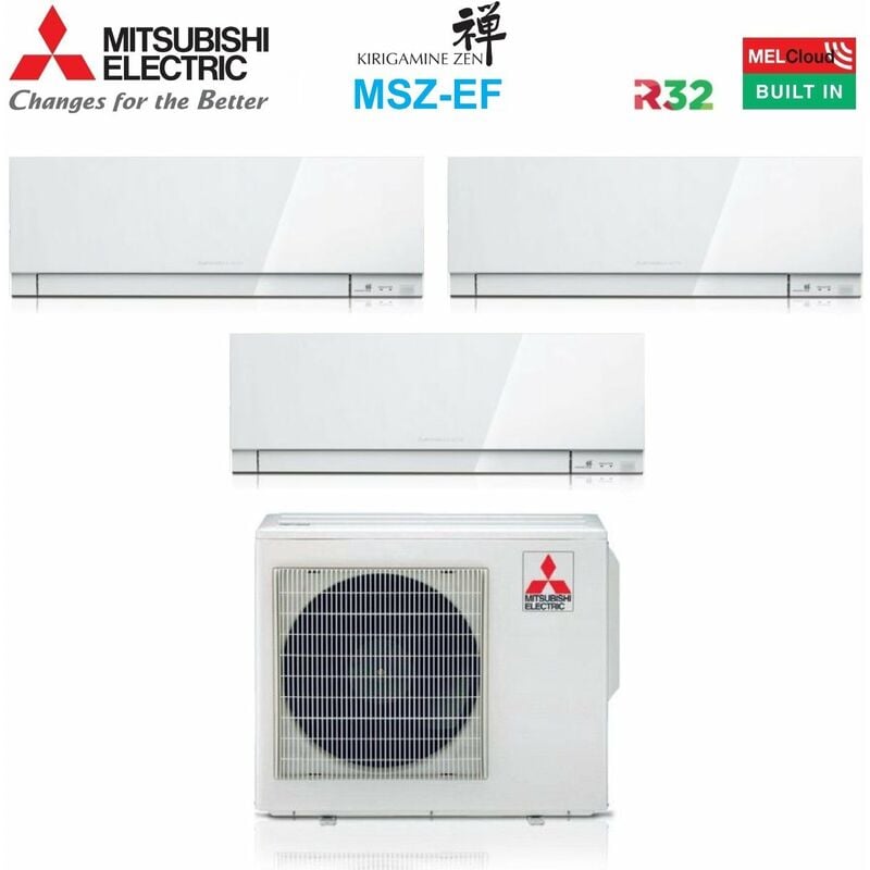 Trial Split Inverter Klimagerät Serie kirigamine zen white msz-ef 9+12+12 mit MXZ-3F68VF R-32 Wi-Fi Integrated Farbe Weiß 9000+12000 - Mitsubishi