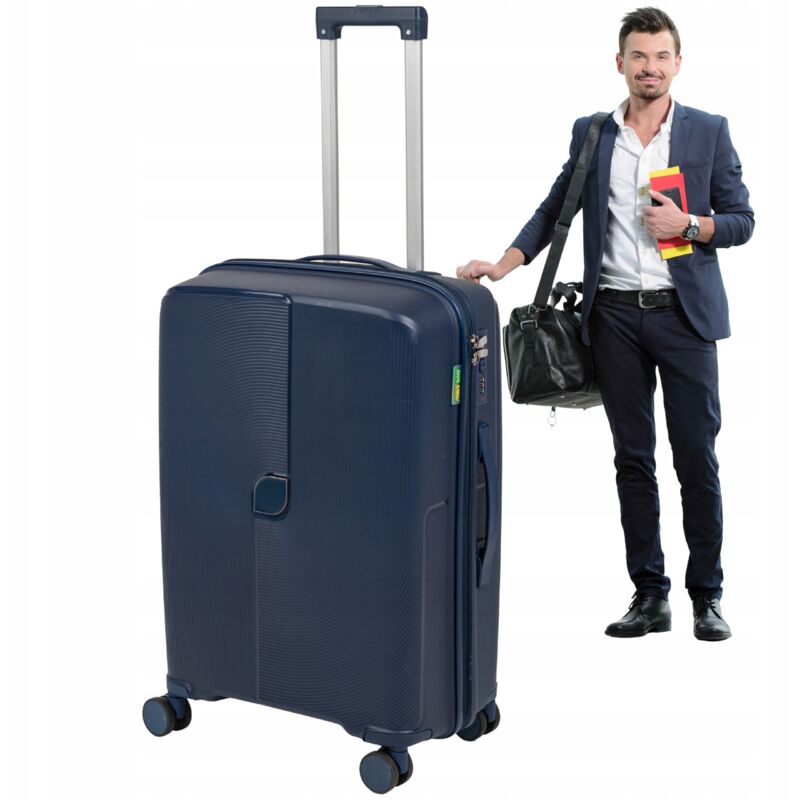 Mittel-dunkelblauer Koffer – Reisekoffer, mit Rollen, elegant, funktional und geräumig Wowbag 7918 M dunkelblau