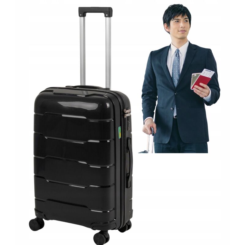 Mittelgroßer schwarzer Koffer – Reisekoffer, mit Rollen, leicht und robust, flugtauglich, elegant und geräumig: Wowbag 6910 M schwarz