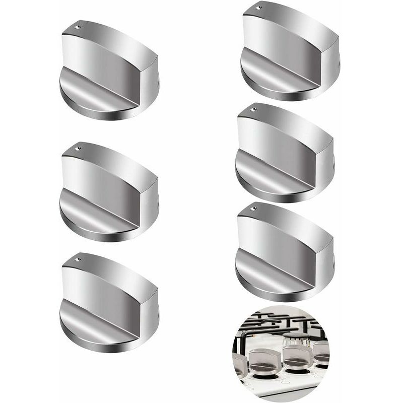 mm Gasknöpfe, universelle Bedienknöpfe aus Metall, Universalknopf, Herdknopf, silberfarben, Gasherdknöpfe für Backofen und Gasherd, 6 Stück