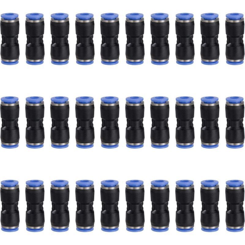 Mm pneumatischer Anschluss, gerader Druckluft-Schnellanschluss, Einsteck-Pneumatik-Armatur, Kunststoff-Luftleitungs-Schlauchanschluss, 30 Stück Mumu