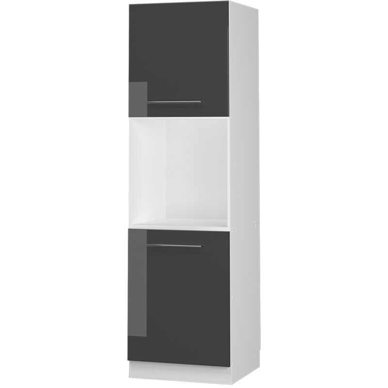 Vicco - Herdumbauschrank Fame-Line, Anthrazit Hochglanz, 60 cm mit offenem Regal