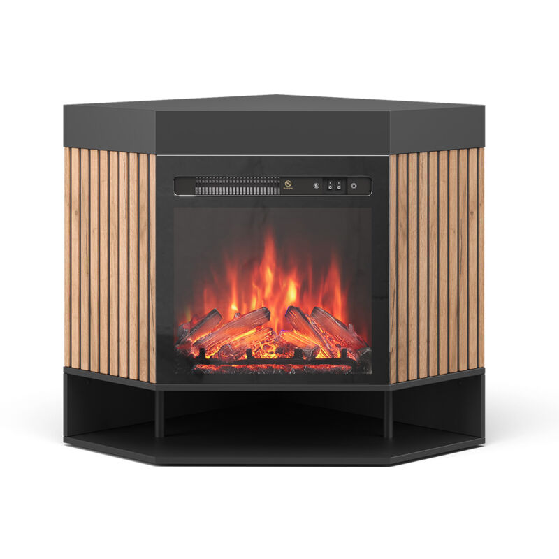 Vicco - Elektrokamin Lynea, Schwarz, 100 cm mit realistischem Flammeneffekt und Heizung 1800W