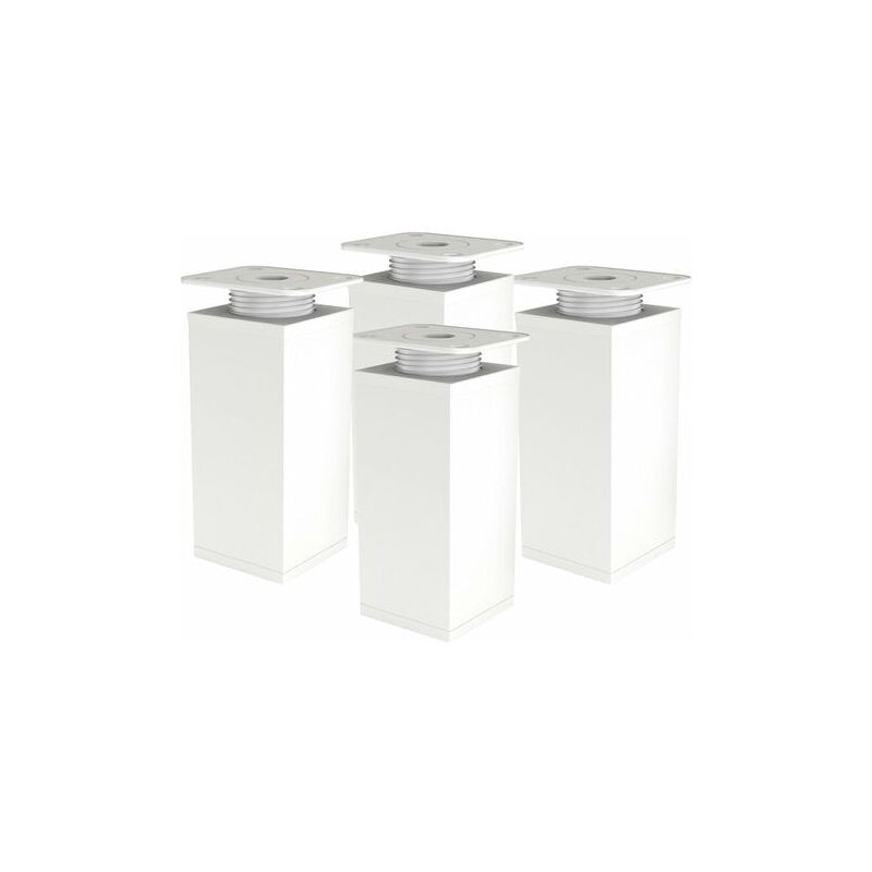 Möbelbein - Verstellbares Sofabein - Verstellbares Möbelbein - 4er Set - Eckig 40x40mm - Metallersatzteile - Montagezubehör inklusive - 120mm Weiß