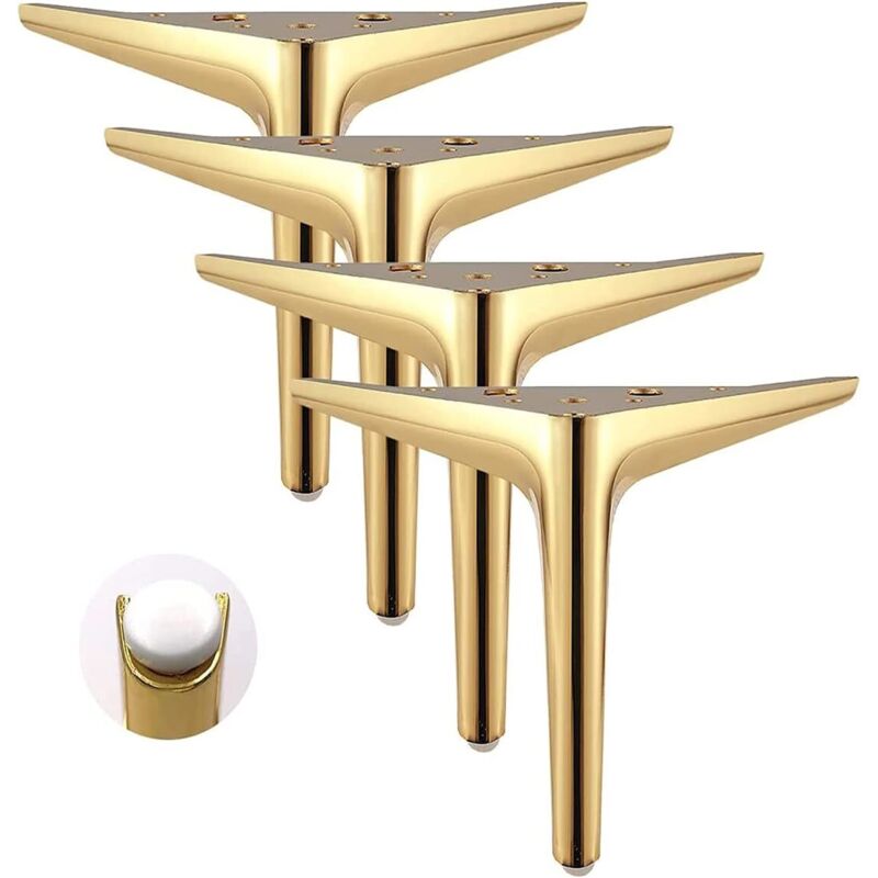 Möbelfüße Set mit 4 Stück Dreieckige Möbelfüße aus Galvanisiertem Stahl, Polierprozess, für Schränke, Sofas, Couchtische, TV-Möbel und andere Möbel