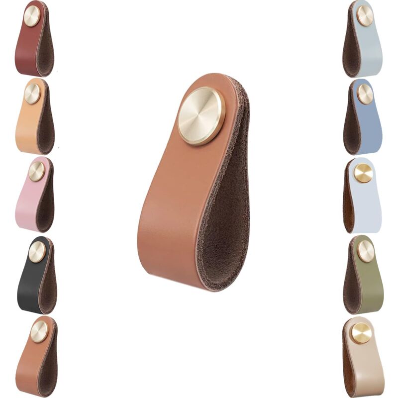 Möbelgriffe aus Leder, zweiteilige Schubladengriffe, Griffe für Schränke und Kleiderschränke, stoßfeste Türgriffe im Vintage-Stil für Küchensideboards