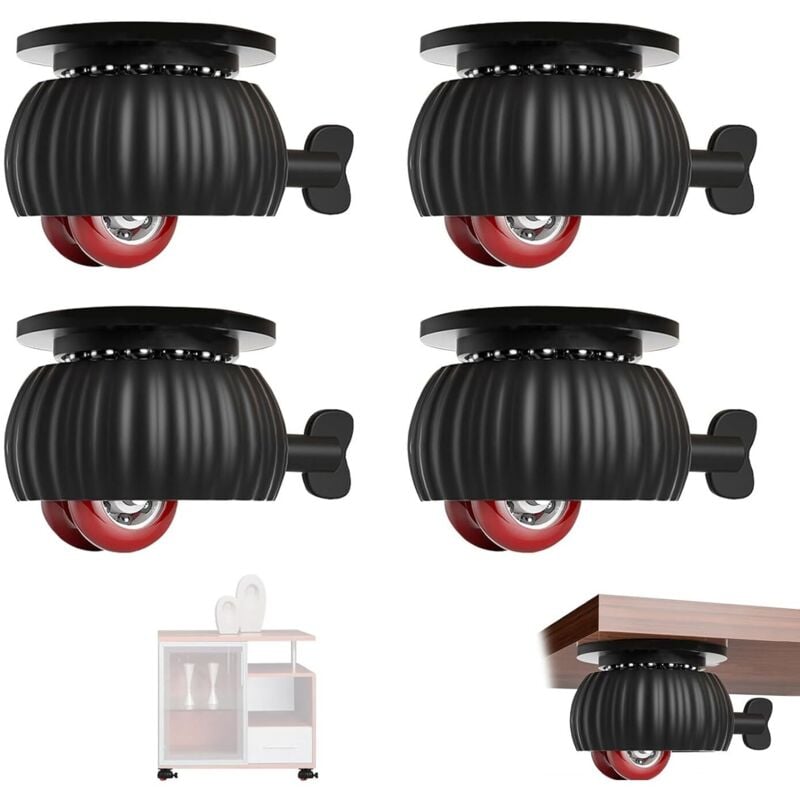 Möbelrollen, Lenkrollen, Feststellrollen, Lenkrollen für Möbel, Lenkrollen mit Bremse für Kleinmöbel, Mülleimer, Mini-Möbel, Paletten, 4er-Set