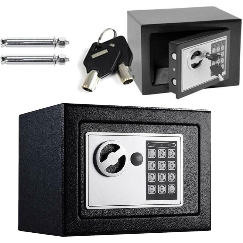 Möbeltresor Safe Elektronikschloss Tresor mit zahlenschloss & 2 Schlüssel Wandtresor Klein Elektronik Safe Doppelbolzenverriegelung Schranksafe, für