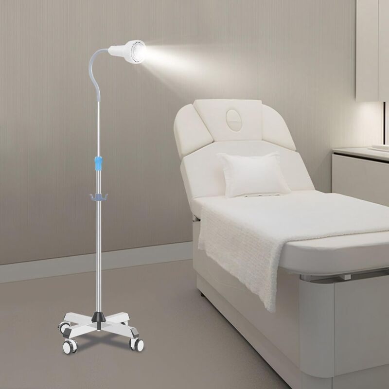 Mobile Untersuchungslampe, Einstellbare Höhe Stehlampe Dental Mobile Led mit 4-Universalrädern 2 mit Bremsen, 360° Drehbar Untersuchungsleuchte