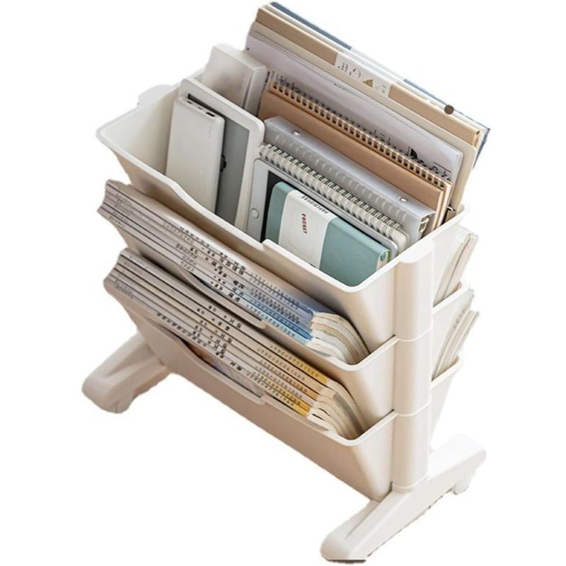 Mobiles 3-stöckiges Bücherregal, moderne Bücheraufbewahrung, für CDs/Zeitschriften/Bücher, kleines Bücherregal für Wohnzimmer, Schlafzimmer,