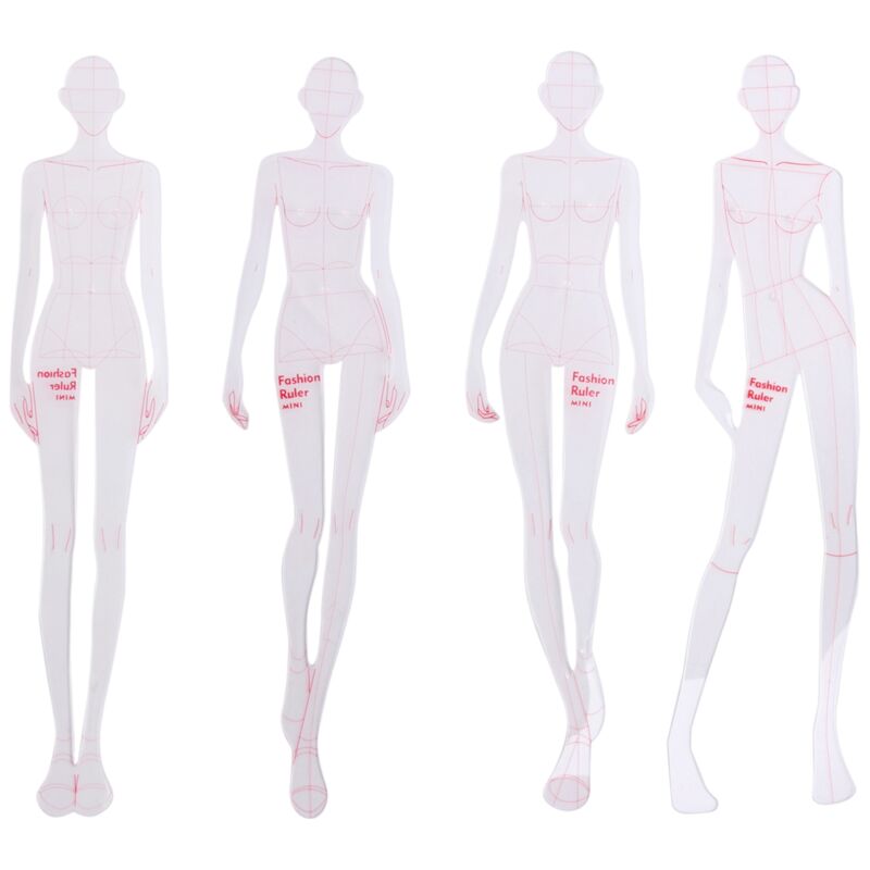 Tlily - Lineale für Modeillustrationen, Skizzen, Muster, Lineal, Nähen, Humanoide, Kleidungsdesign, Messung, Typ a