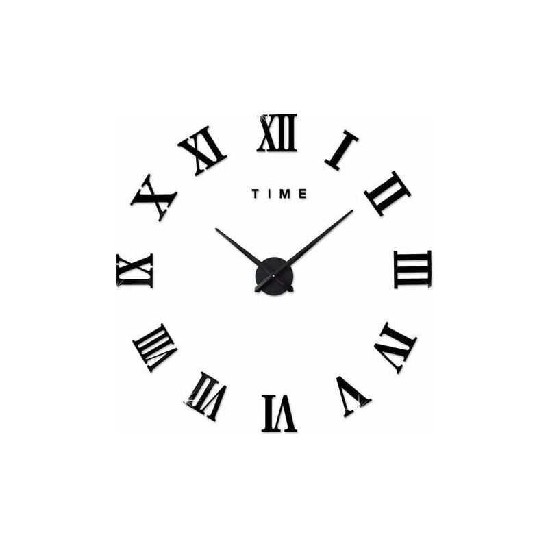 SNQ - Moderne diy große Wanduhr, römische Ziffern, große Uhr, 3D-Aufkleber, Uhr, Wanduhr, Home-Office-Dekoration, abnehmbar (Batterie nicht im