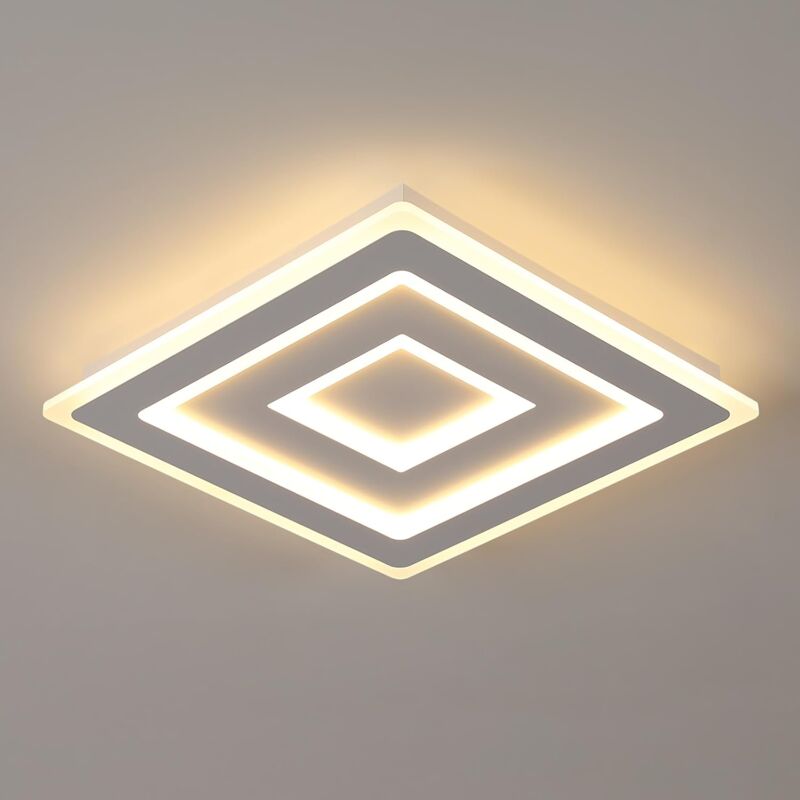 Moderne LED-Deckenleuchte, 52W Quadratische LED-Deckenlampe, Weiße Acryl-Deckenleuchte für Schlafzimmer, Wohnzimmer, Flur, Arbeitszimmer, Warmweiß