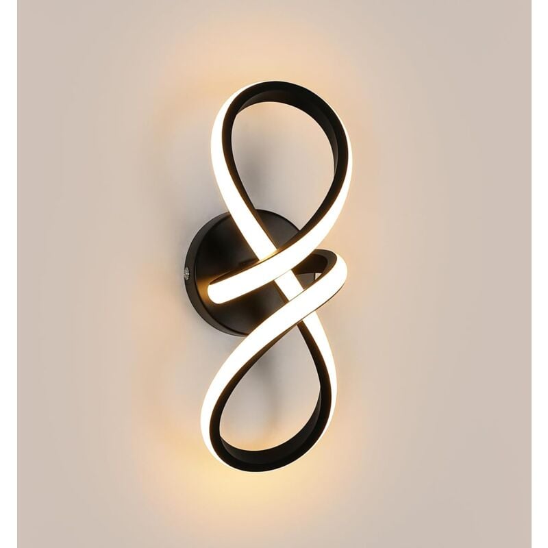 COMELY Moderne LED Deckenleuchte, Gebogene Deckenleuchte, Deckenbeleuchtung für Wohnzimmer, Schlafzimmer, Küche, Esszimmer - 20W - Schwarz - Warmweiß