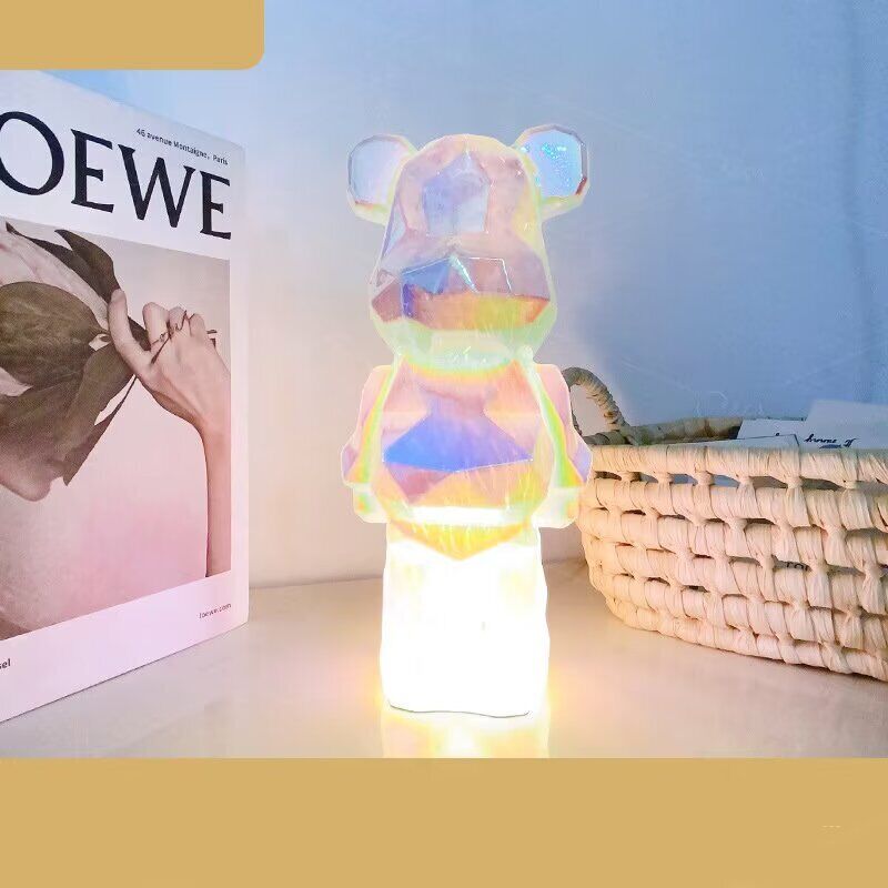 Tonchean - Moderne nachttisch lampe transparent nacht lampe metall bär kristall tisch lampe