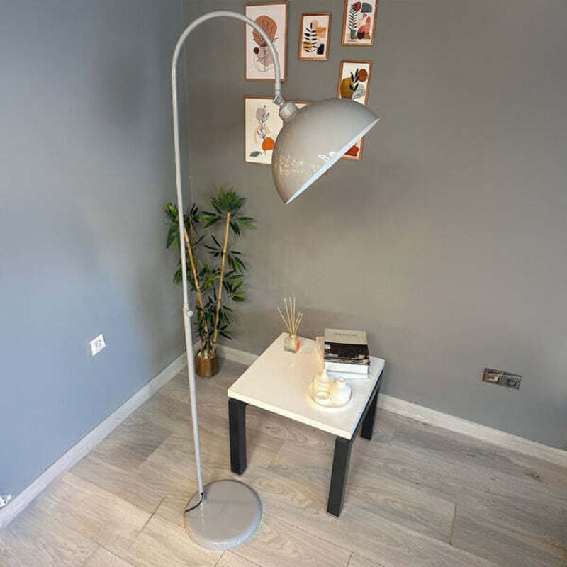 Moderne Stehlampe aus Grau Metall mit Beweglichem Kopfteil, E27-Sockel, Moderne Stehlampe für Wohnzimmer oder Schlafzimmer