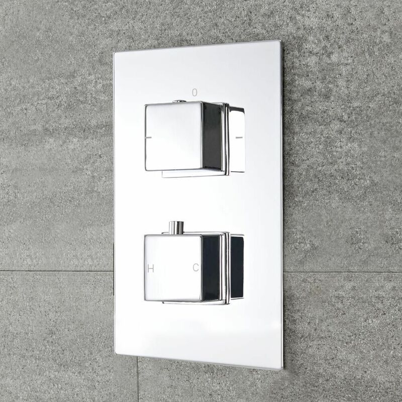 Moderne Twin Armatur mit Funktionswechsler eckige Griffe Unterputz - Arvo