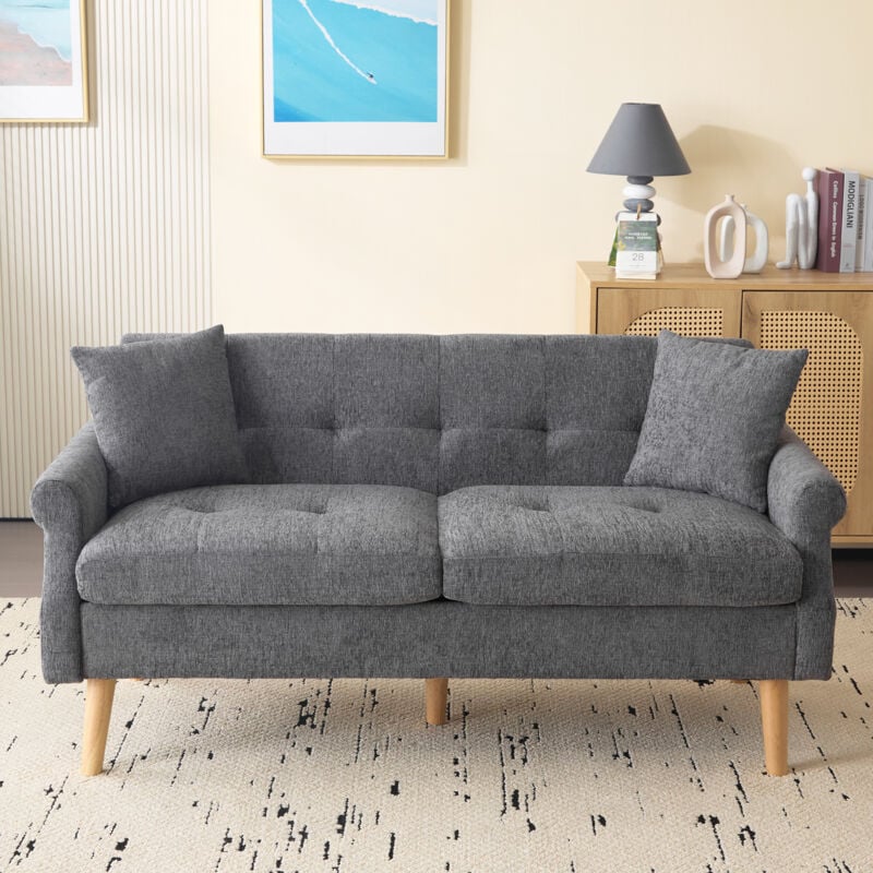 Modernes Design, Polstermöbel, Chenille-Stoff, Doppelsofa, Polstersofa, Sofa mit dicken Kissen, geeignet für Wohnzimmer, Schlafzimmer, Wohnung usw.