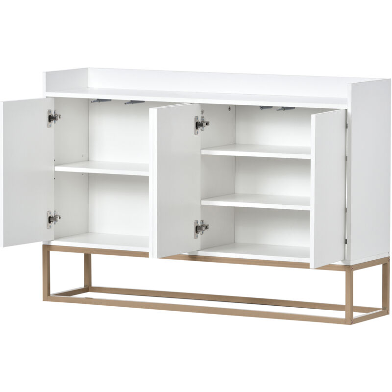 Modernes Sideboard im minimalistischen Stil, 4-türiges griffloses Sideboard für Esszimmer, Wohnzimmer, Küche (weiß)