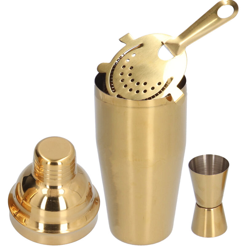 Modisches 750-ml-Cocktailset aus Edelstahl, Barzubehör-Set mit Sieb, Messbecher und Shaker für Barkeeper (Shaker + Glas)