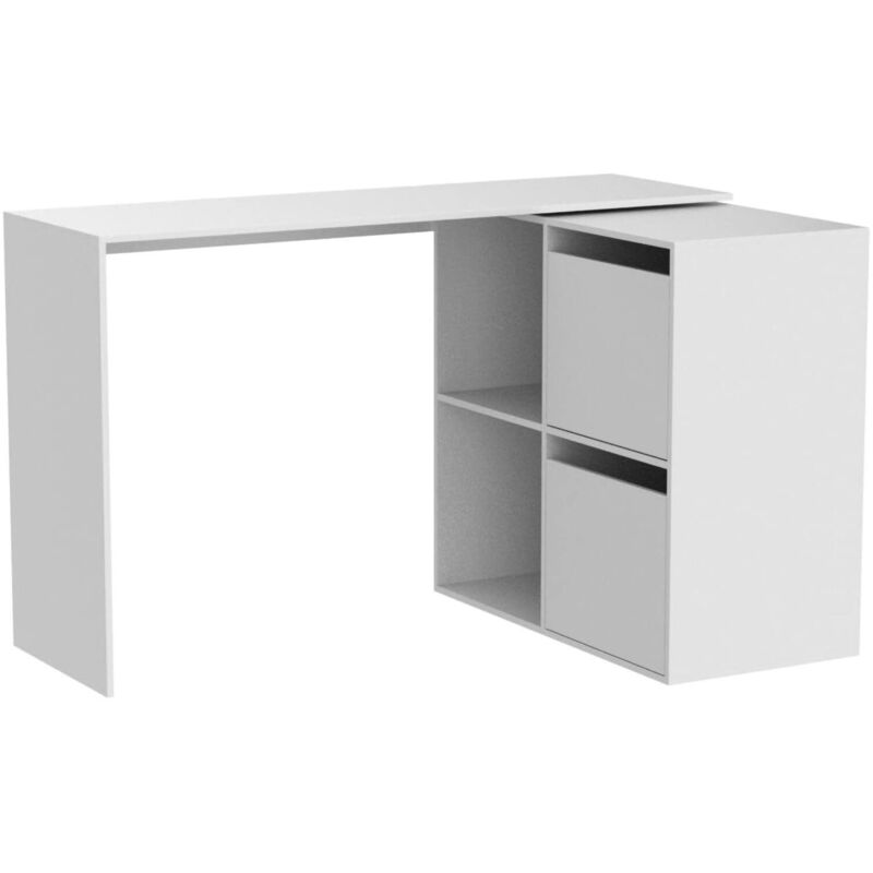Schreibtisch Milwaukee, Modularer Schreibtisch mit Regal, Arbeits- oder Bürotisch mit mehreren Positionen und Eckmontage, cm 152x49h74, Weiß