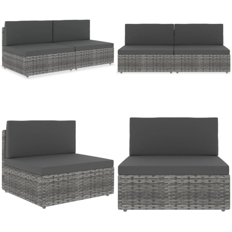 Modulares 2-Sitzer-Sofa Poly Rattan Grau - Modular Sofa - Gartenmöbel - Outdoor Sofa - Rattan Sofa - Esszimmertisch - Home & Living