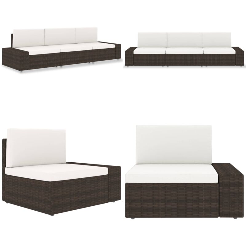Modulares 3-Sitzer-Sofa Poly Rattan Braun - Modular-Sofa - Gartenmöbel - Outdoor-Lounge - Rattan-Sofa - Esszimmergarnitur - Home & Living