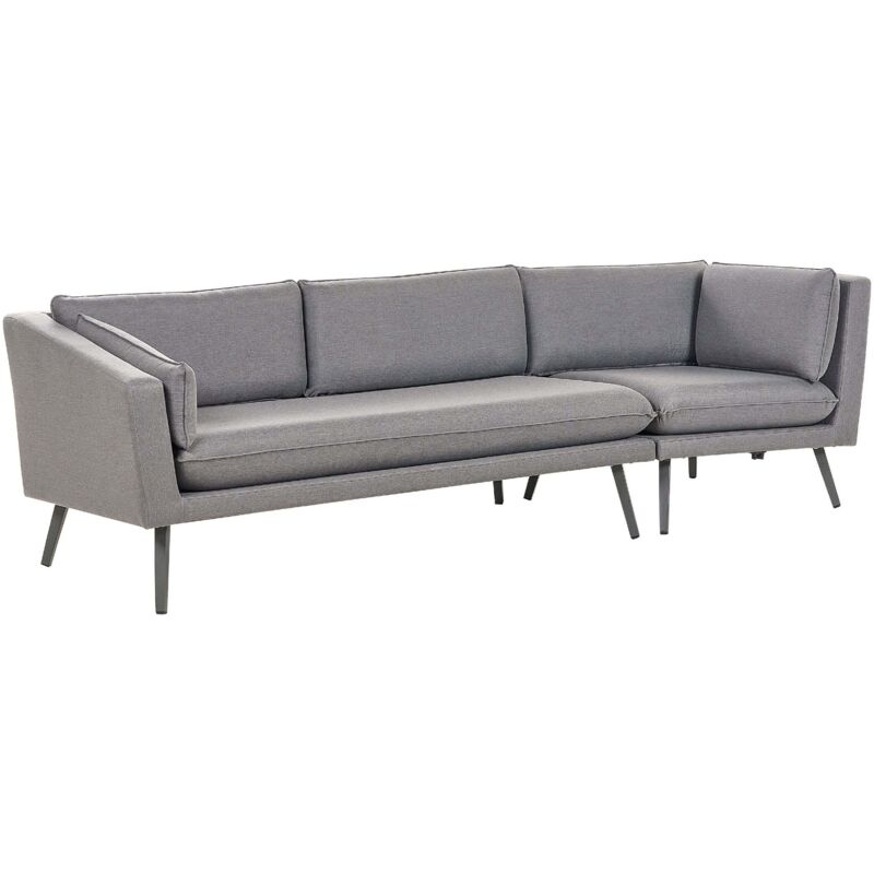 Garten-Ecksofa Grau Stoffbezug L-förmig 3-Sitzer Modulsofa Modern recht seitig Garten Terrasse Wohnzimmer Möbel Wohnecke Wohnlandschaft Sitzecke