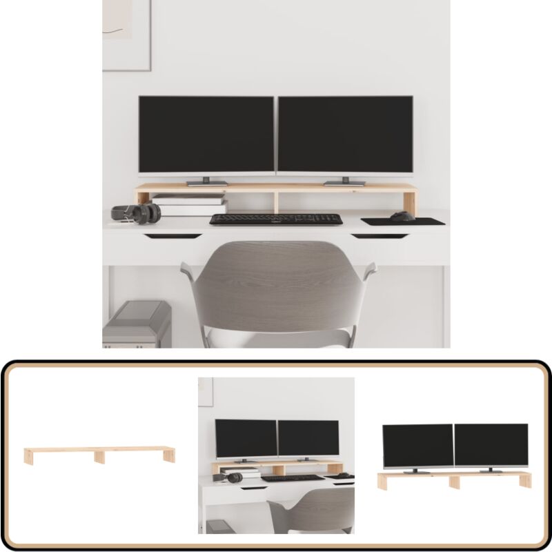 Monitorständer 100x27x10 cm Massivholz Kiefer - Monitorständer - Holzmöbel - Kiefernholzmöbel - Bürobedarf - Schreibtischorganisation