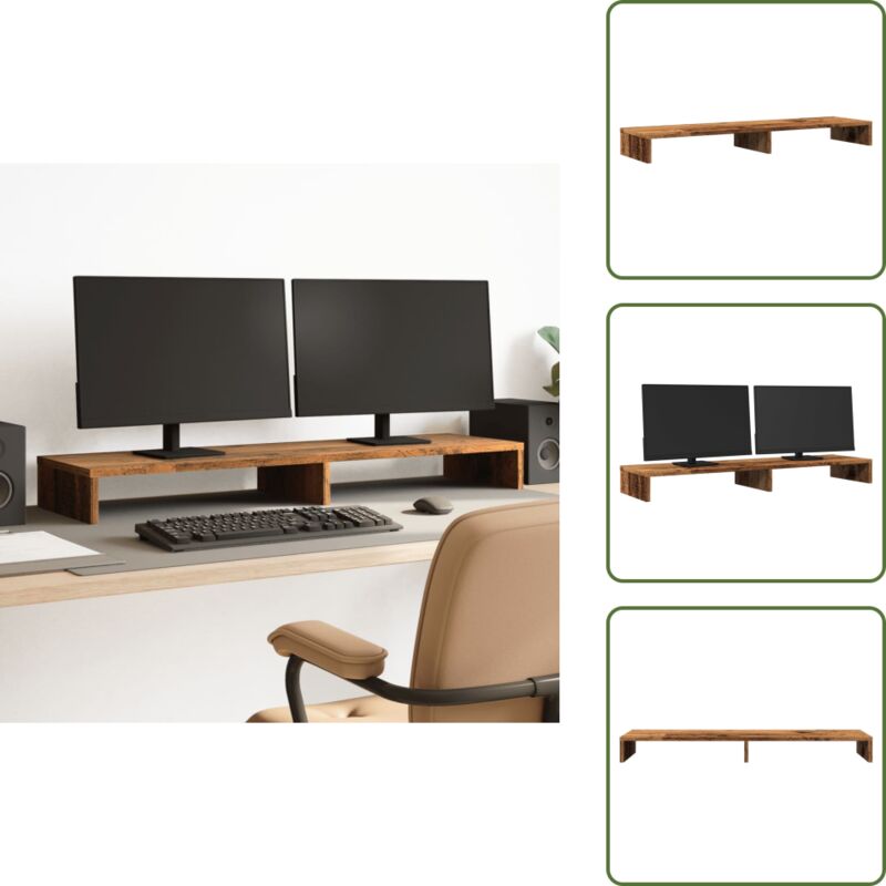 Monitorständer Altholz-Optik 100x27x10 cm Holzwerkstoff - Monitorständer - Monitor Ständer - Monitorerhöhung - Monitor Erhöhung