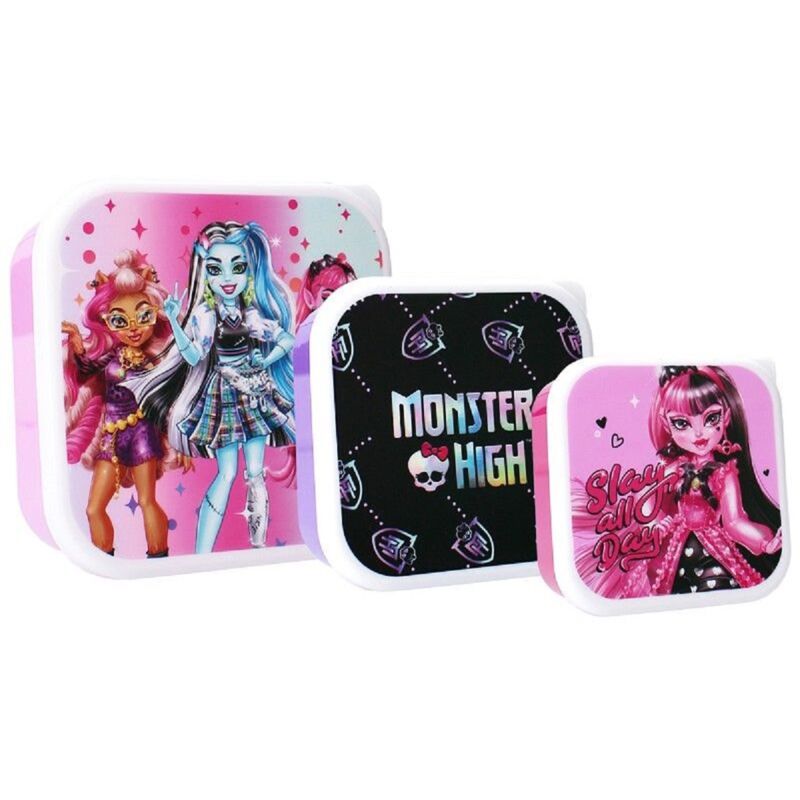 Monster High - Brotzeitbox 3in1 – Perfekte Lunchbox für Schule und Freizeit