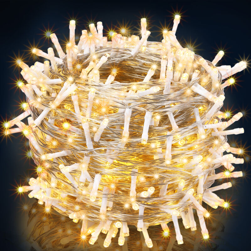 Lichterkette 200/400/600 led IP44 Innen Außen Kabel Weihnachtsdeko Leuchtkette Lichtervorhang Weihnachtsbeleuchtung Warmweiß Kaltweiß Bunt 60m