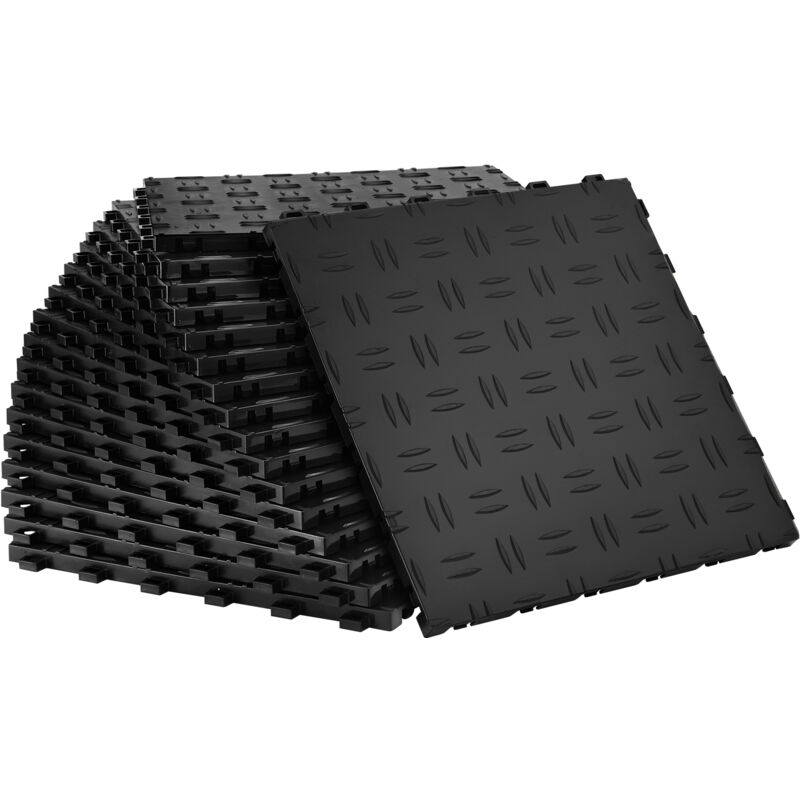 12' x 12' x 0,53' ineinander greifende Garagenbodenfliesen, 25er-Packung, rutschfeste doppelseitige Textur, Bodenbelag für Garagen, Keller,