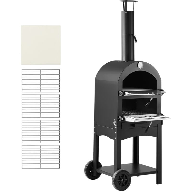 Mophorn 12-Zoll-Pizzaofen mit Pelletbetrieb, 2-lagiger Outdoor-Holzofen, ausgestattet mit abnehmbaren Rädern und einer maximalen Temperatur von 540