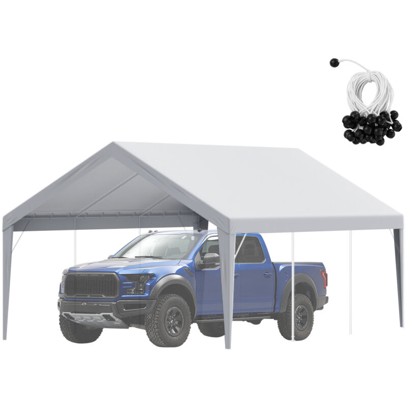 Mophorn 13x20 ft Carport-Ersatzüberdachung,strapazierfähige Garagenzeltplane,UV-geschützt,einfache Installationmit Spanngurten,grau (nur obere