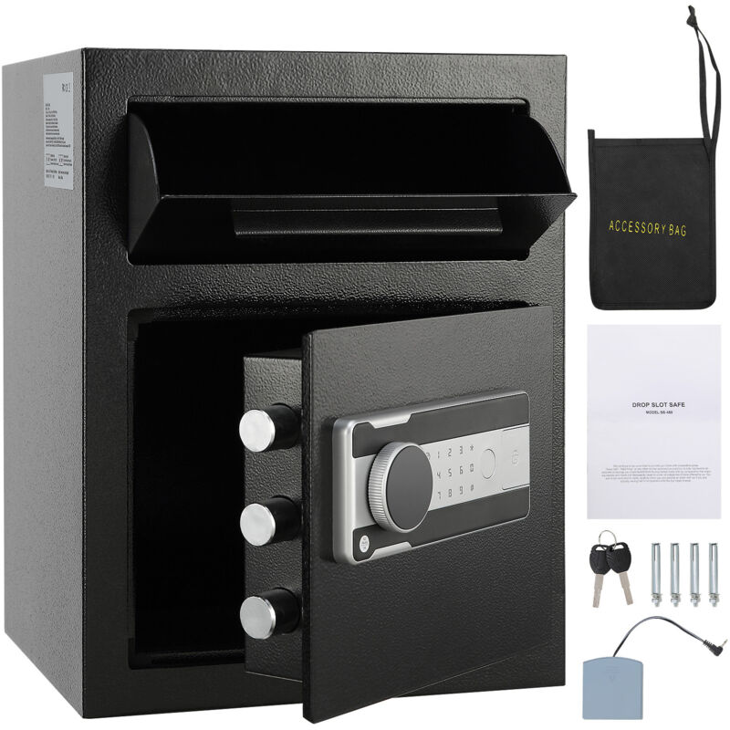 Mophorn - 1.7 Cub Deposit Safe, Einwurf-Safe mit elektronischem Codeschloss und 2 Notschlüsseln, 17,71'' x 13,77'' x 13,77'', Geschäftssafe für
