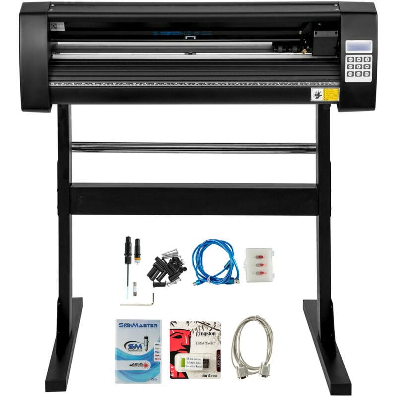 28 Zoll Vinyl-Schneidemaschine, 720 mm Papierzufuhr-Plotter mit stabilem Bodenständer, Schwarz - Mophorn