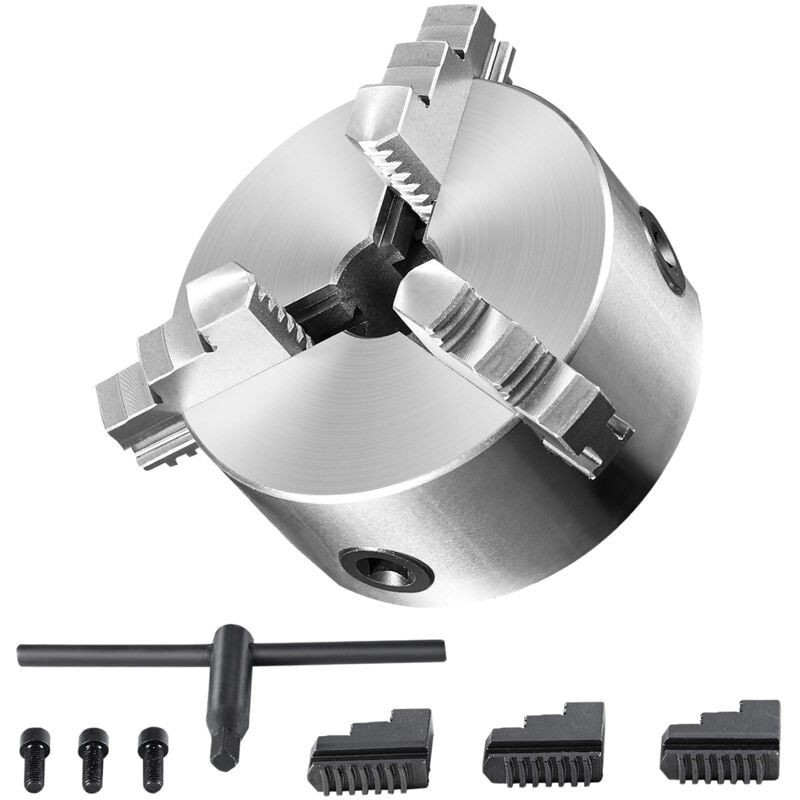 Mophorn - 3-Backen-Drehfutter, 6 Zoll, selbstzentrierend, Spannbereich 0,14-6,3 Zoll, umkehrbare Backen für Drehbank, 3D-Drucker, Fräsen, Bohren