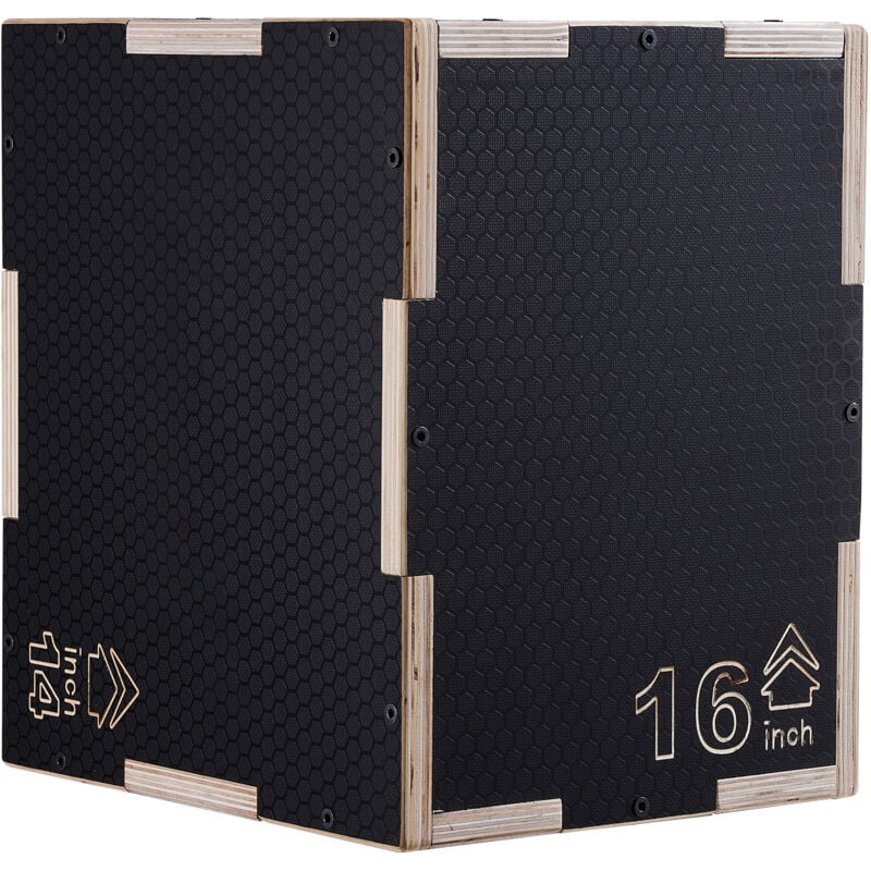 3-in-1 Plyometrische Sprungbox, 16/14/12 Zoll Holz-Plyo-Box, Plattform- und Sprung-Agility-Box, rutschfeste Fitness-Step-Up-Box für das Training im