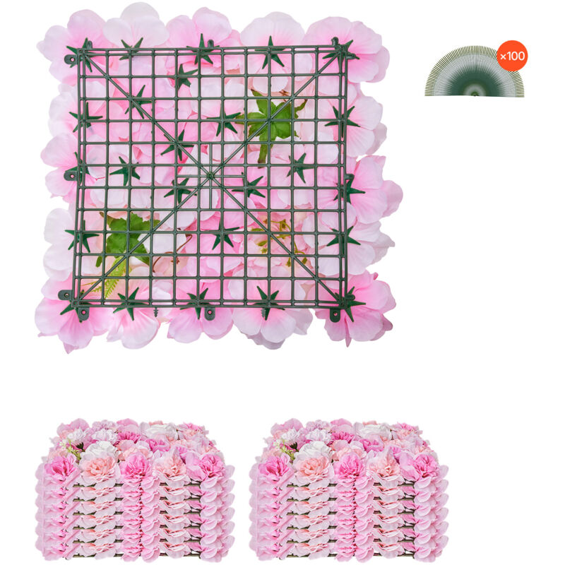 3D-Blumen-Wandpaneel, 12 Stück, 38,1 x 38,1 cm, künstliche Blumen-Netzmatte, nahtloses Design, einfache Installation für Hochzeit, Zuhause,