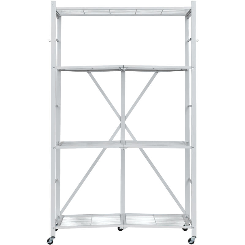 Mophorn 4-stufiges, klappbares Regal mit Rollen, 53x91x152 cm, robustes faltbares Regal ohne Montage, vielseitiges Standregal für Haushalt, Küche,