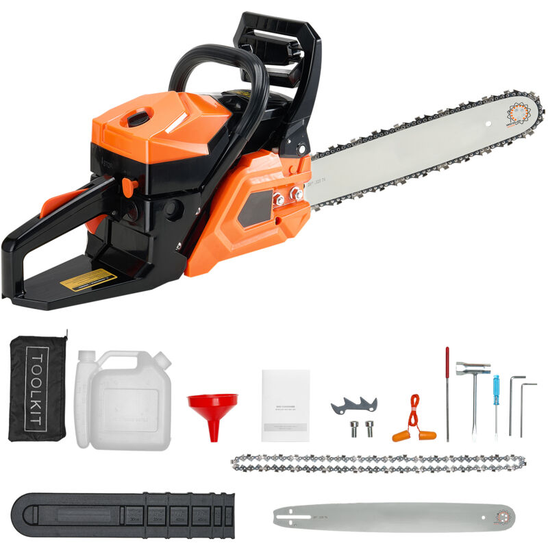 Mophorn 58 cc Benzin-Kettensäge, 508 mm Motorsäge mit 2,7 PS, rutschfestem Griff, zwei Kraftstofftanks und Not-Aus-Funktion, max. 11800 U/min für