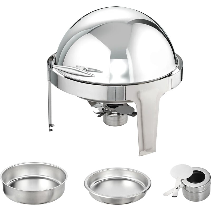 Mophorn 6 Qt Roll Top Chafing Dish Buffet-Set, 2er-Pack, runder Chafing Dish aus Edelstahl mit großen Pfannen, Catering-Wärmebehälter mit Deckel,